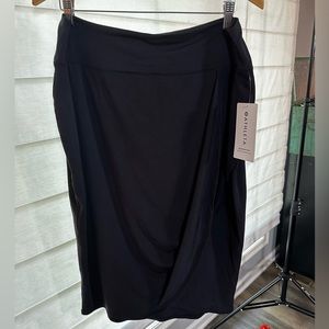 Black Athleta midi skirt faux wrap modal